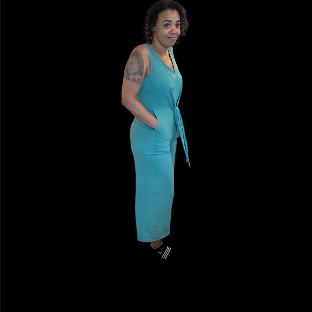 Vince Camuto Turquoise Sleeveless Jumpsuit - Picture 3 of 3